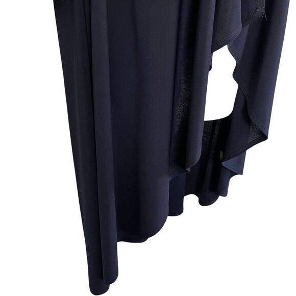 R&M Richards Navy Blue Jersey Knit Knee Length Open Stretch Jacket USA NWT sz 12 - Picture 2 of 16